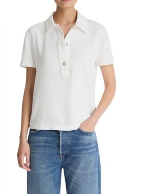 Vince Short Sleeve Crepe Polo Shirt
